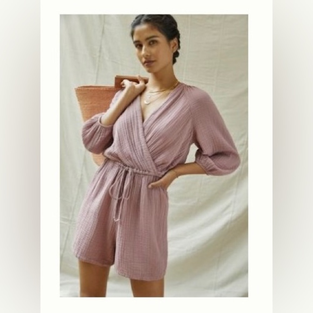 Gauzy Puff Sleeve Romper - xs